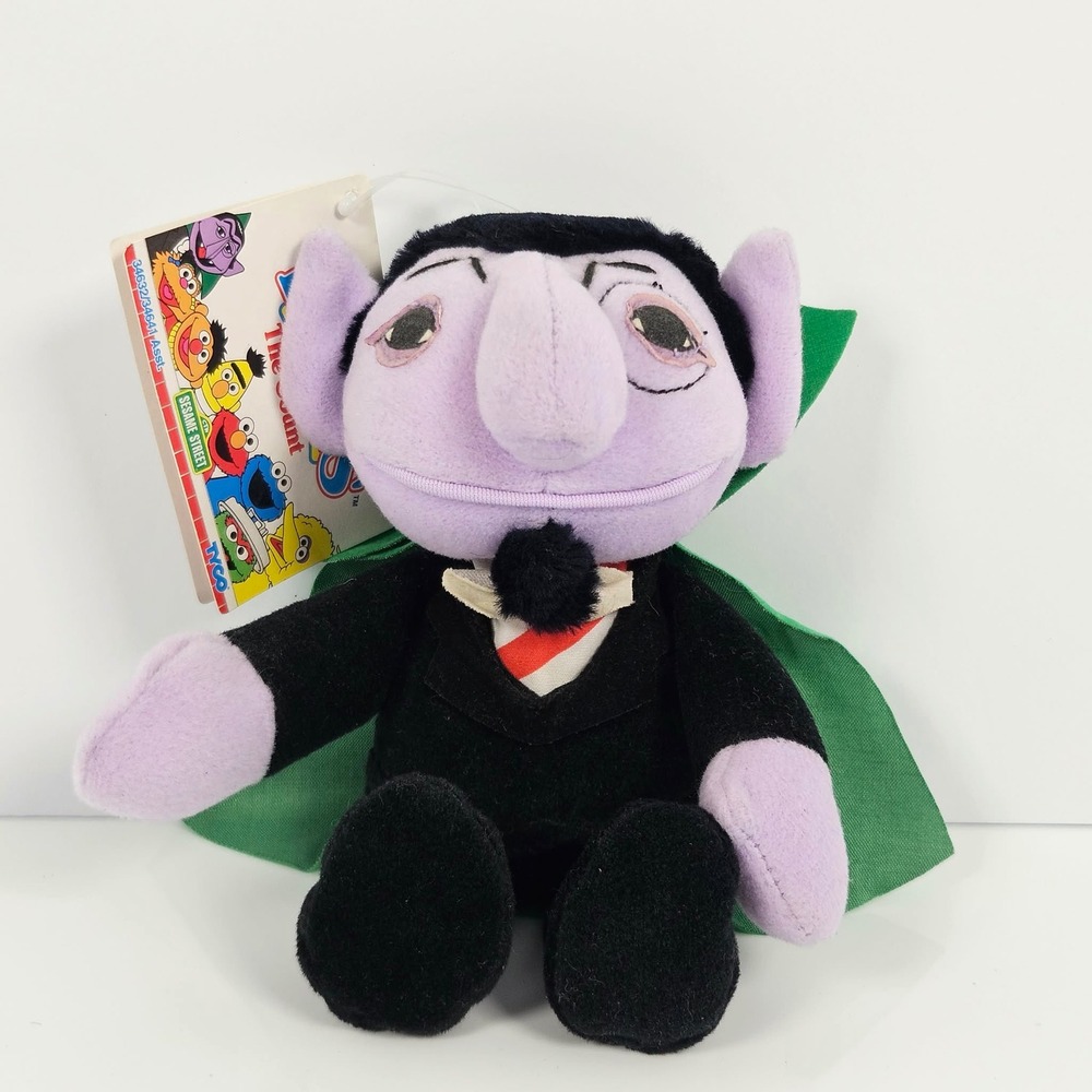 Vintage Tyco Sesame Street Beans The Count von Count Plush 30th Anniversary NWT